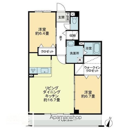 フォブールインフィニⅠ[2LDK/69.85m2]の間取図