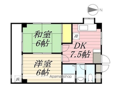 東京都三鷹市下連雀３丁目[2DK/38.9m2]の間取図