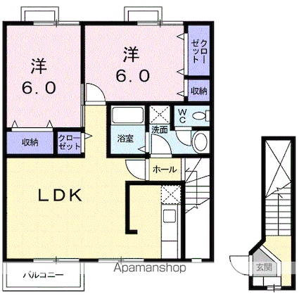 ＰＲＩＮＣＥ　ＣＯＵＲＴ　Ａ[2LDK/65.07m2]の間取図