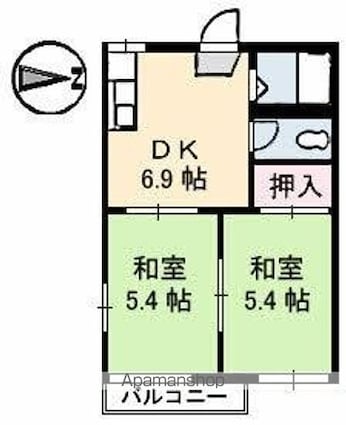 コーポ渡辺[2DK/35.51m2]の間取図