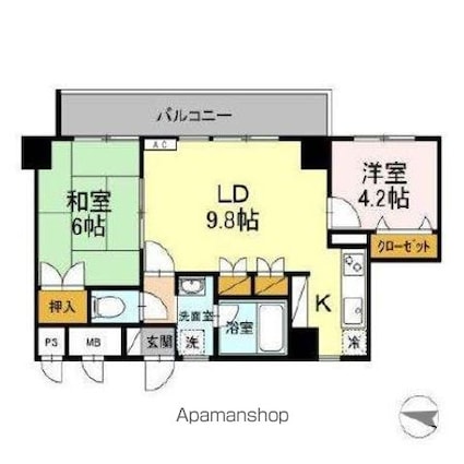 ガーデンハイツＡＩＨＡＲＡＩ[2LDK/54.03m2]の間取図