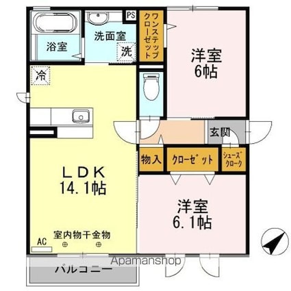 ブランシェール　Ａ[2LDK/60.44m2]の間取図