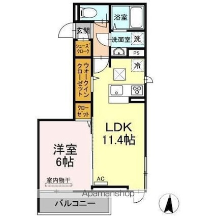 愛媛県松山市居相５丁目[1LDK/41.93m2]の間取図