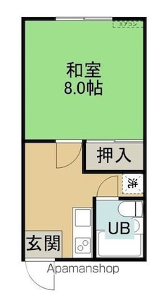 あさみコーポレス[1K/25.48m2]の間取図