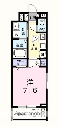 アクティーフ[1K/27.02m2]の間取図