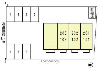 和歌山県和歌山市鷹匠町１丁目[1R/30.03m2]の配置図