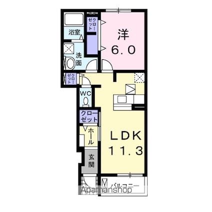 フローリッシュガーデン水保[1LDK/44.18m2]の間取図