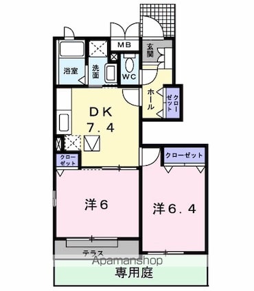 メゾン　ソレイユ[2DK/46.17m2]の間取図