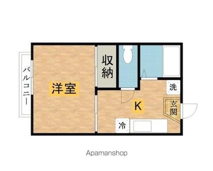メゾンドショコラ[1K/21m2]の間取図