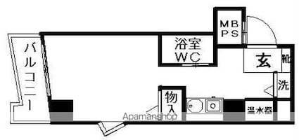 エヴェナール二子新地[1R/18.68m2]の間取図