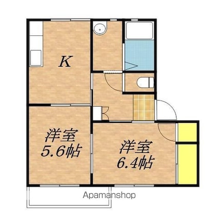 メゾンドシュヴァリエＢ[2K/43.54m2]の間取図