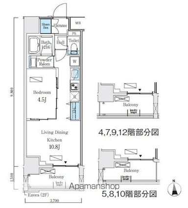 プライマル上野・稲荷町[1LDK/35.62m2]の間取図