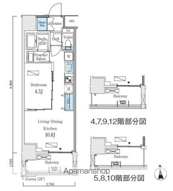 プライマル上野・稲荷町[1LDK/35.62m2]の間取図