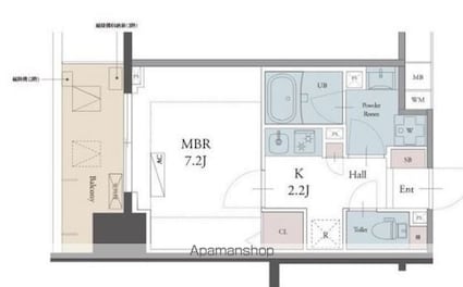 ラグゼナ用賀[1K/25.93m2]の間取図