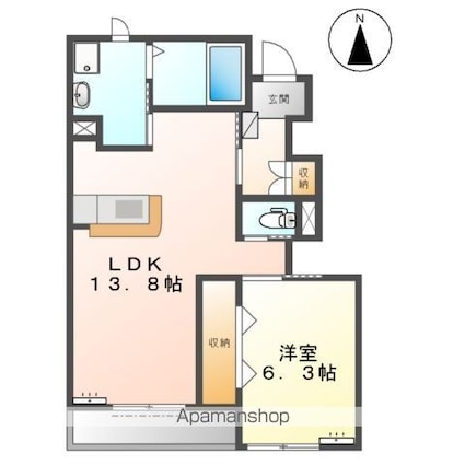 マイ　リバーサイド[1LDK/47.93m2]の間取図