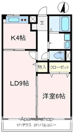 ハイツ広瀬東[1LDK/43.7m2]の間取図