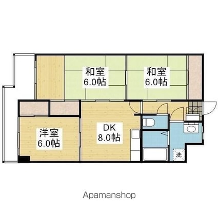 Ｍホーナー来住[3DK/57.02m2]の間取図