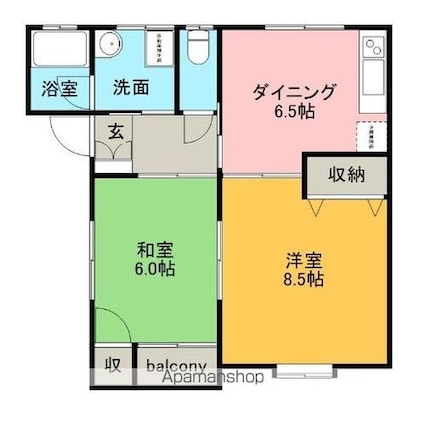 ヤマヤハイツ[2DK/49.69m2]の間取図