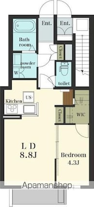 ＡＫＴ　ＦＵＫＡＳＡＷＡ[1LDK/40.22m2]の間取図
