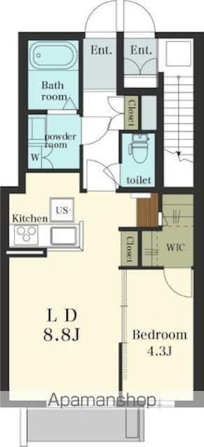 ＡＫＴ　ＦＵＫＡＳＡＷＡ[1LDK/40.22m2]の間取図