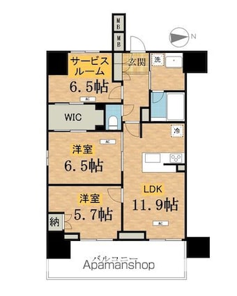 東京都八王子市寺町[2LDK/67.45m2]の間取図