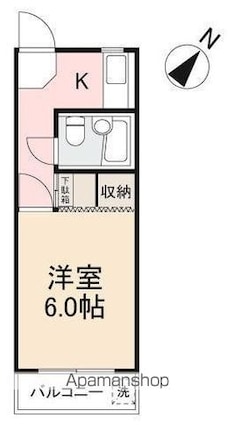 サニーハイツ宮脇[1K/19.42m2]の間取図