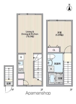 マーレ弦巻[1LDK/40.27m2]の間取図