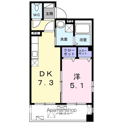 Ｍ．メゾン[1DK/34.03m2]の間取図
