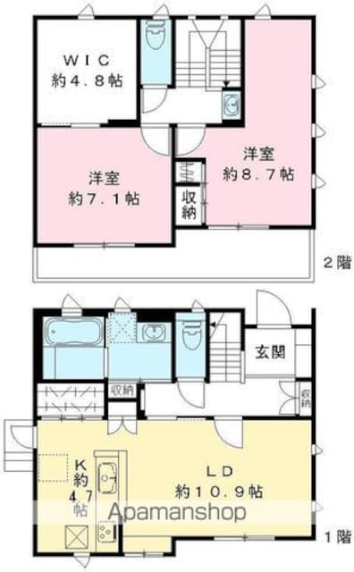 富士見台４丁目戸建貸家[2LDK/89.5m2]の間取図