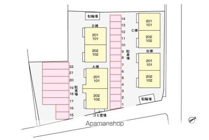 リーヴメゾン北館　Ｃ[1LDK/46.92m2]の配置図