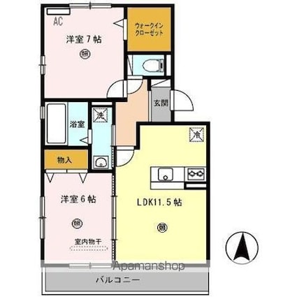 和歌山県和歌山市太田４丁目[2LDK/58.33m2]の間取図