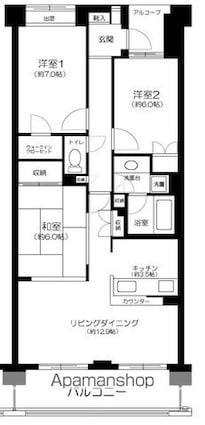 リーデンススクエア横浜鶴見[3LDK/80.78m2]の間取図