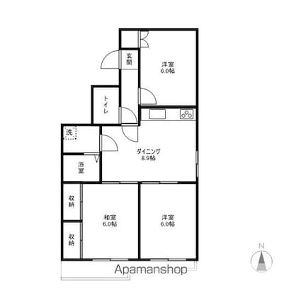 ホワイトハイツ西[3LDK/62m2]の間取図