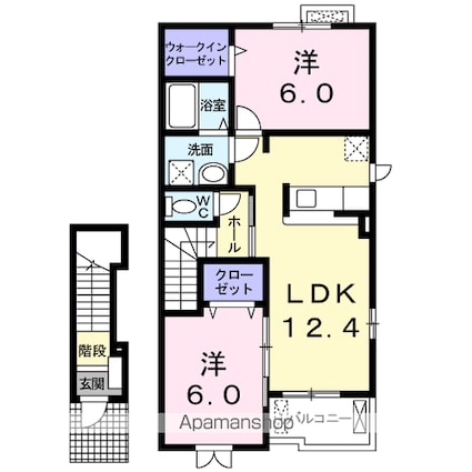 長野県伊那市西箕輪[2LDK/58.52m2]の間取図