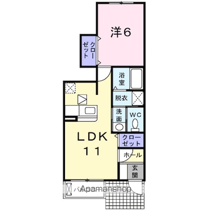 プラシードＳ[1LDK/40.06m2]の間取図