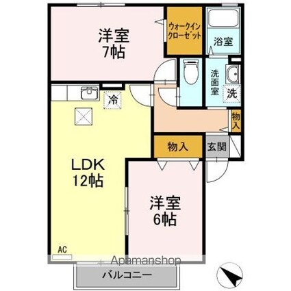 グランシャリオ[2LDK/57.65m2]の間取図