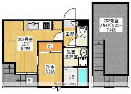 Ｇｒａｎｄｔｉｃ　ＪＭ　富田[1LDK/29.83m2]の間取図