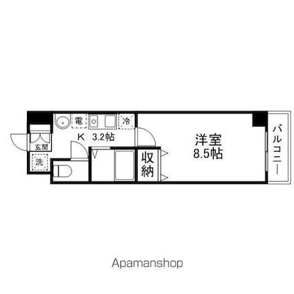 クレアトゥール２１[1K/27.28m2]の間取図