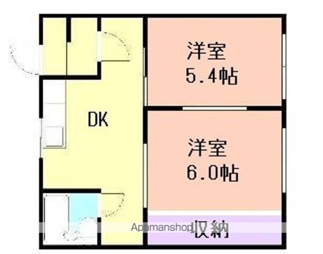 和歌山県和歌山市園部[2K/37.9m2]の間取図