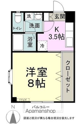 ワンルームはれやか[1K/28.8m2]の間取図