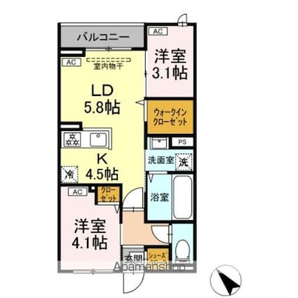 （仮）ＤーＲＯＯＭ白鳥４丁目[2LDK/42.97m2]の内装3