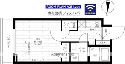 ＢＲＥＥＺＥ　ＭＡＩＳＯＮ　ＨＩＫＡＷＡＤＡＩ[1K/25.77m2]の間取図