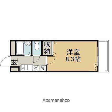 ロイヤルハーモニー[1K/26.5m2]の間取図