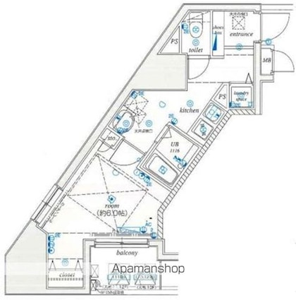 ヴェルステージ国分寺[1K/26.12m2]の間取図