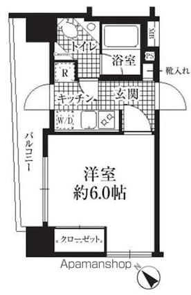 ＨＦ銀座レジデンス[1K/20.89m2]の間取図