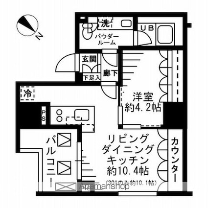 レジディア勝どき[1LDK/40.06m2]の間取図