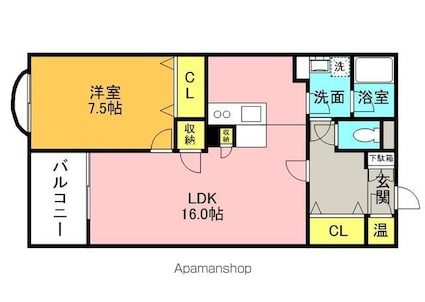メゾン・ド・エディフィス[1LDK/45.36m2]の間取図