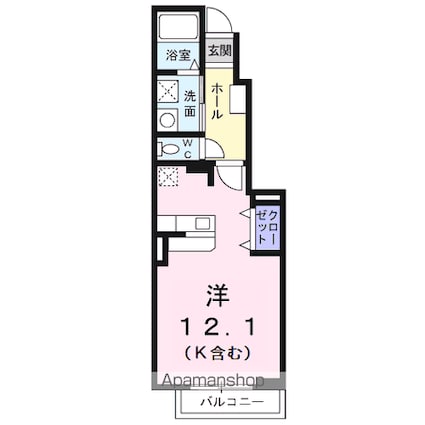 アイリスコートＢ[1K/32.9m2]の間取図