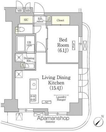 テラス月島[1LDK/50.47m2]の間取図