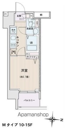 エスティメゾン錦糸町Ⅱ[1K/21.53m2]の間取図